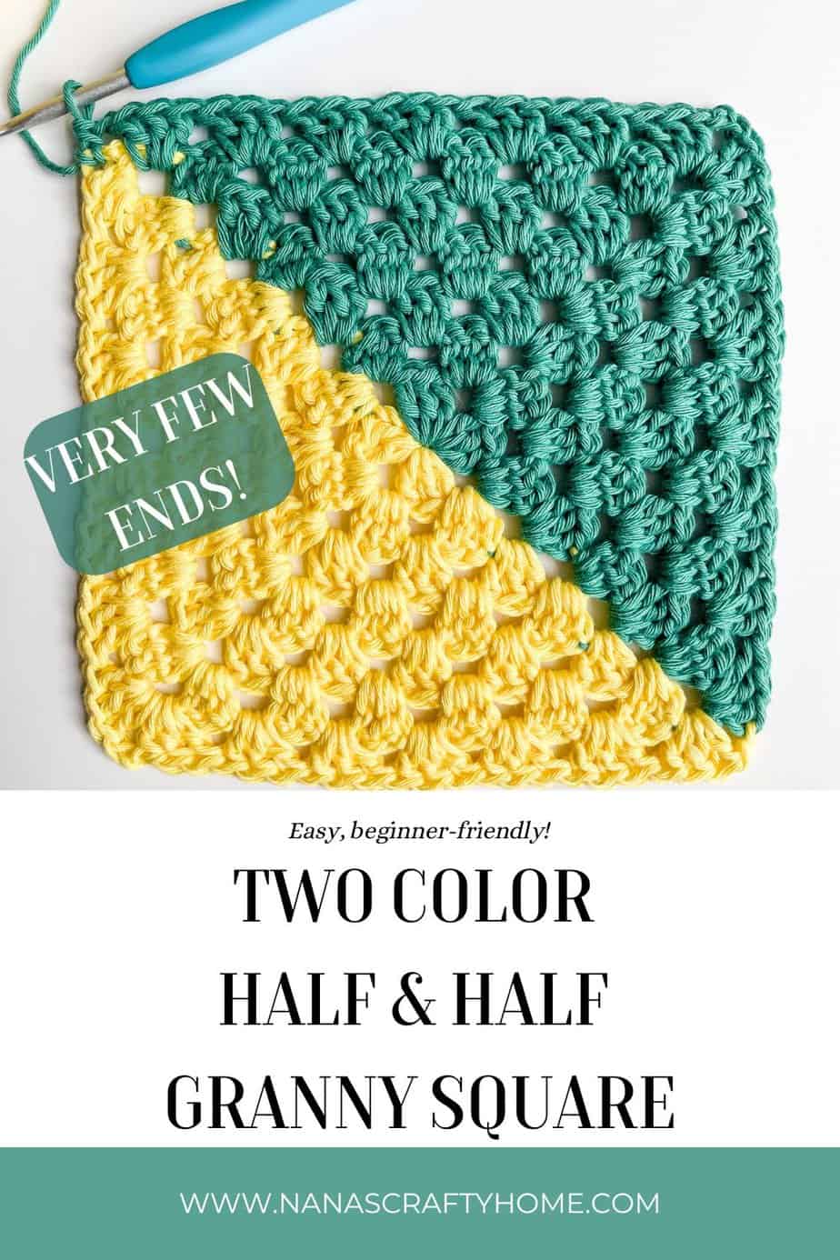 Two Color Half & Half Granny Square free pattern and tutorial