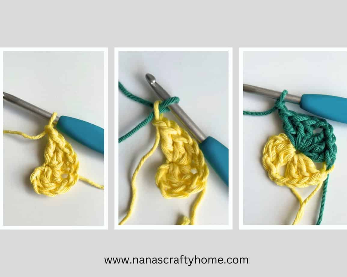 Two color granny square round 1