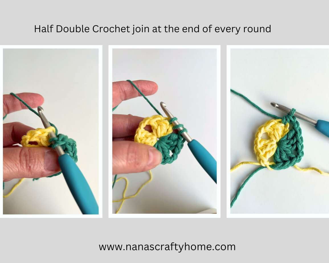 Two color half and half granny square tutorial