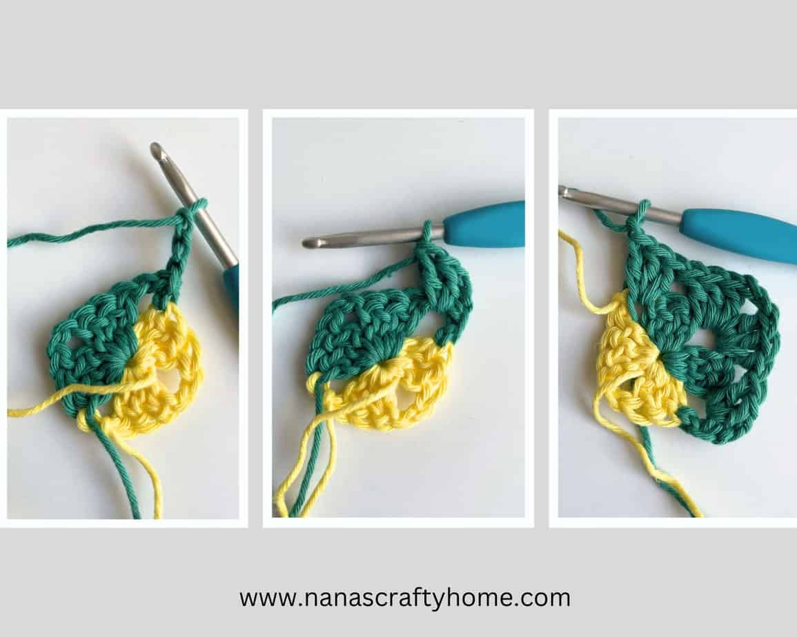 Half and half granny square free crochet pattern