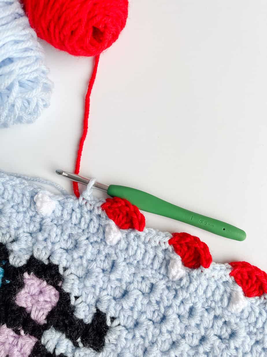 crochet mushroom border process