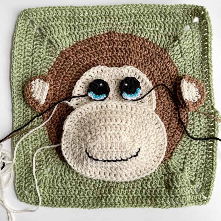 Monkey square free crochet pattern