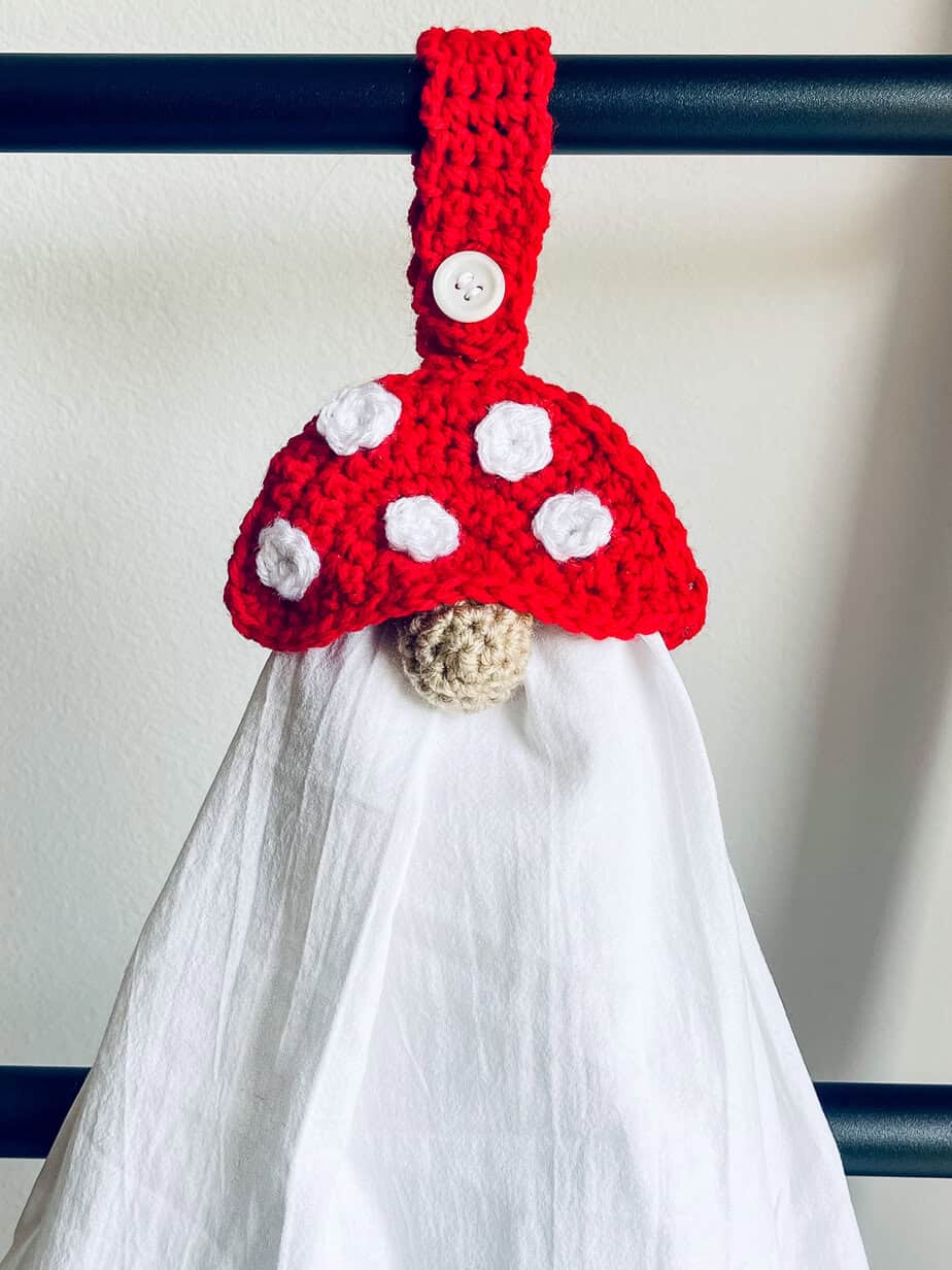 Crochet Mushroom Gnome towel holder