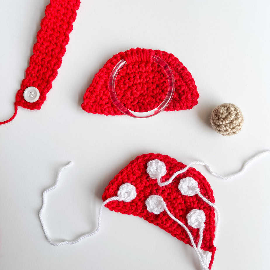 crochet mushroom towel topper assembly