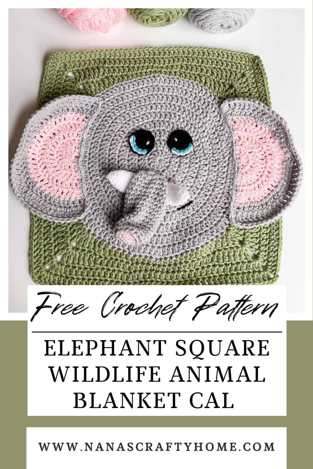 Elephant Granny Square free crochet pattern