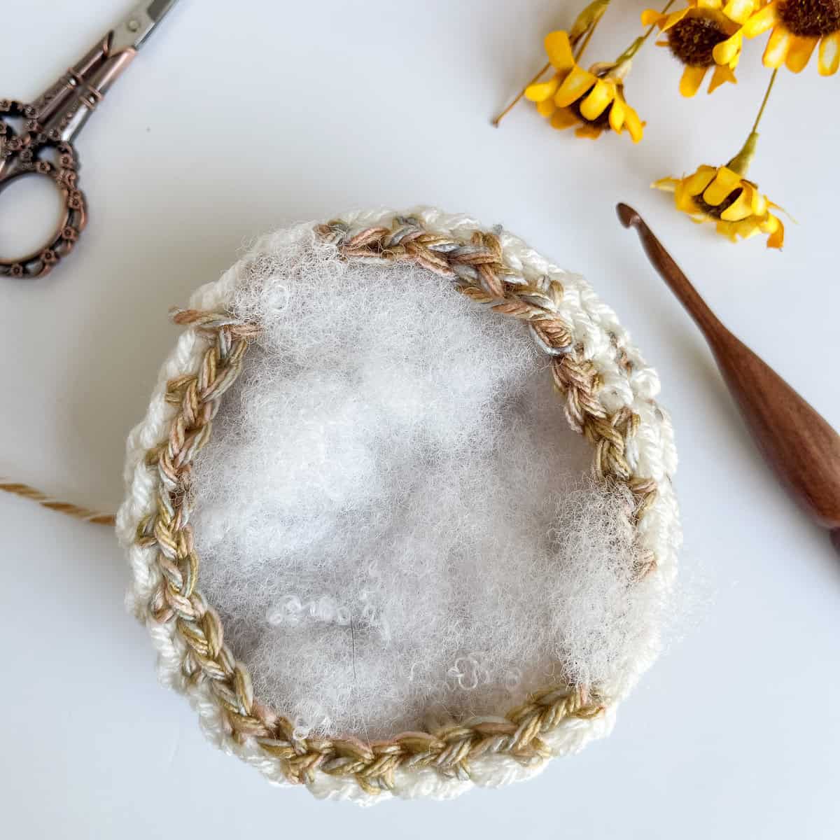 stuffing crochet pumpkin
