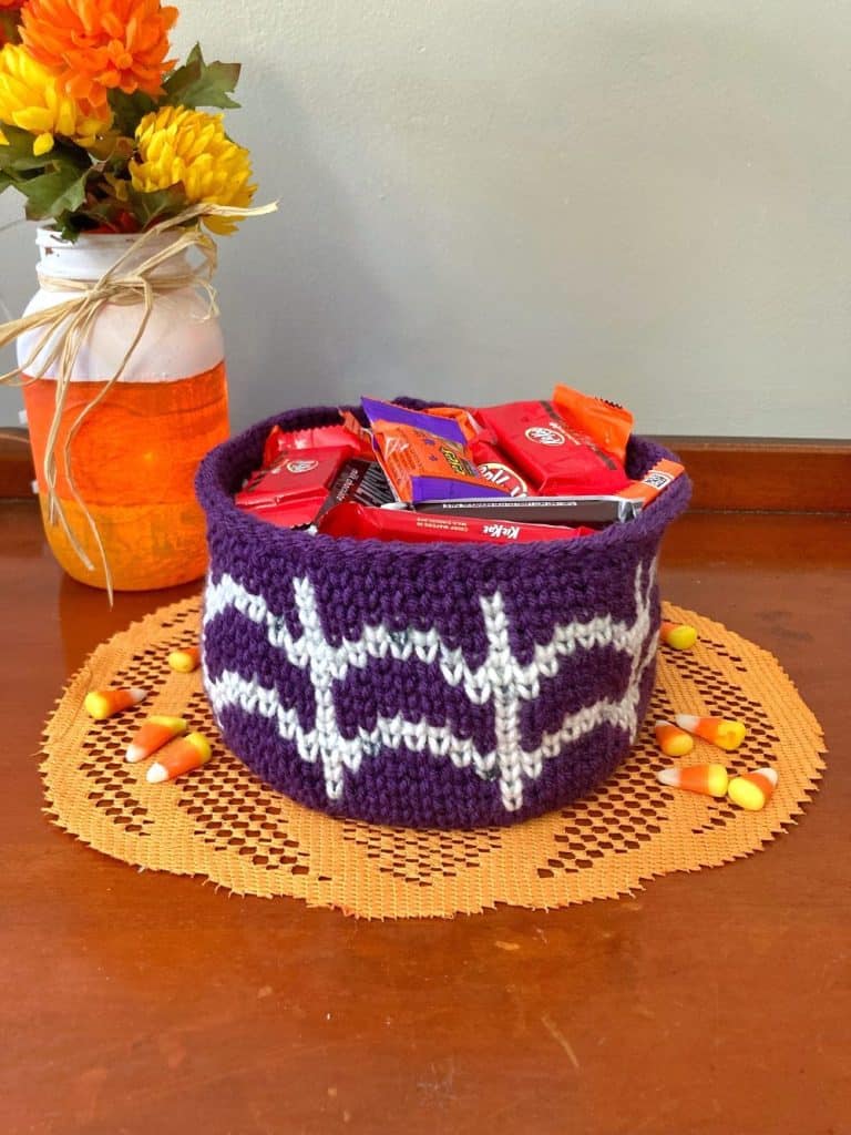Spider Web Candy Basket by Simply Hooked by Janet