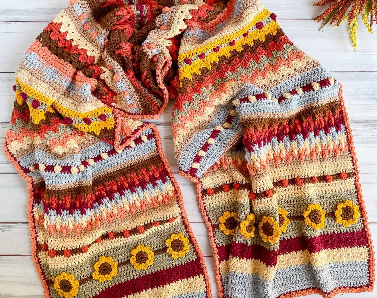 Fall crochet rectangle shawl pattern