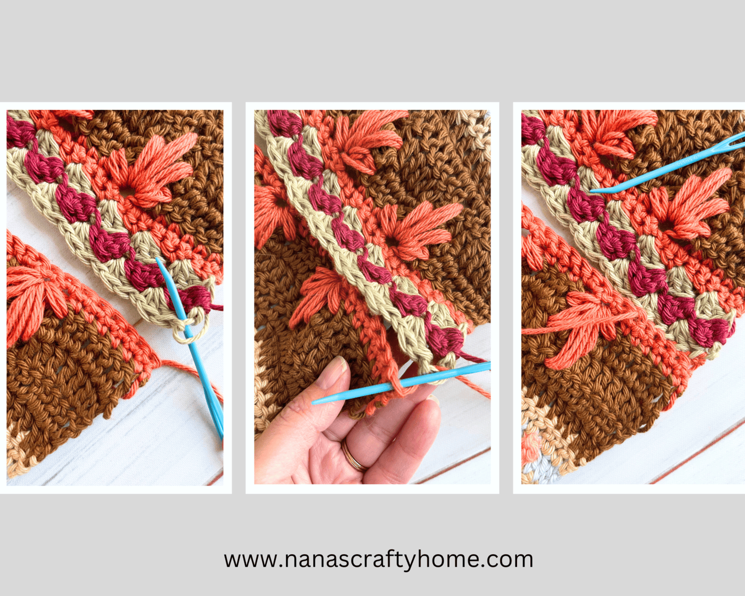 Autumn Rhapsody Shawl sewing panels together