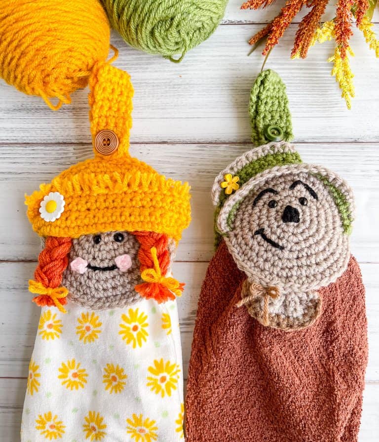 Crochet Scarecrow Towel Topper Set of free crochet pattern