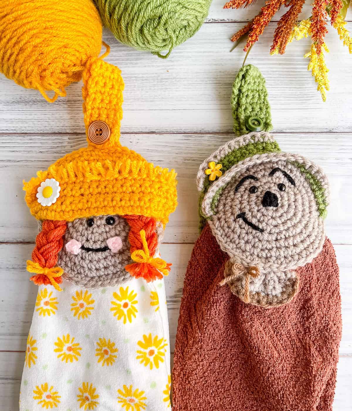 Crochet Scarecrow Towel Topper Set of free crochet pattern