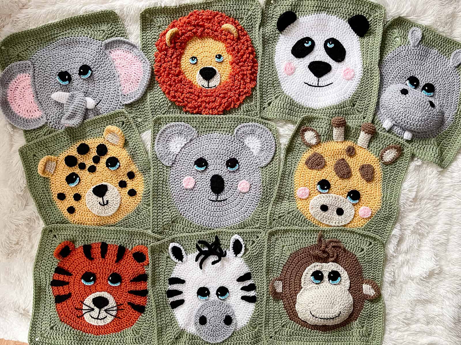 Wildlife Animal Square Blanket Squares 1-10