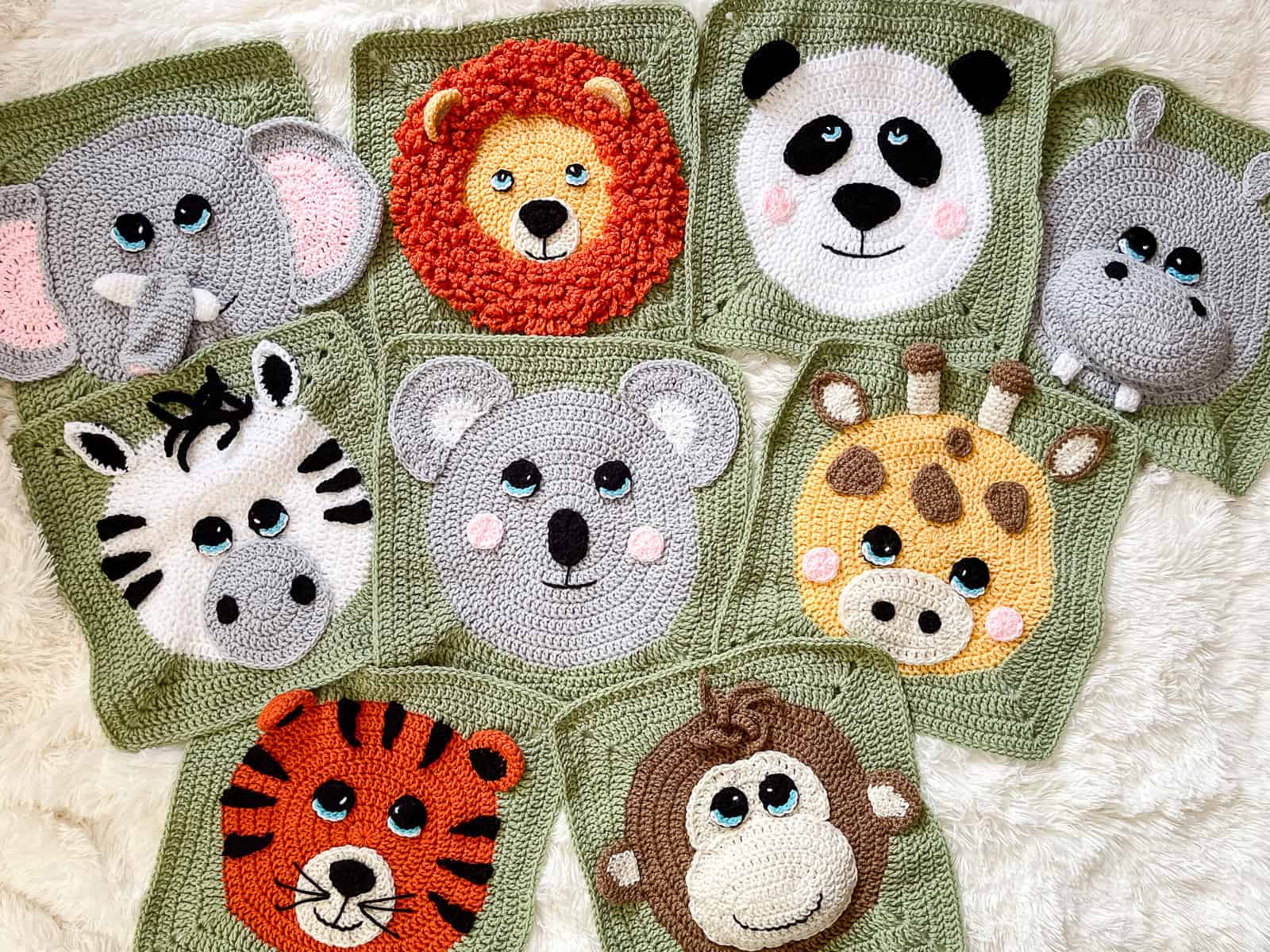Crochet Wildlife Animal Blanket Squares Jan - Sept