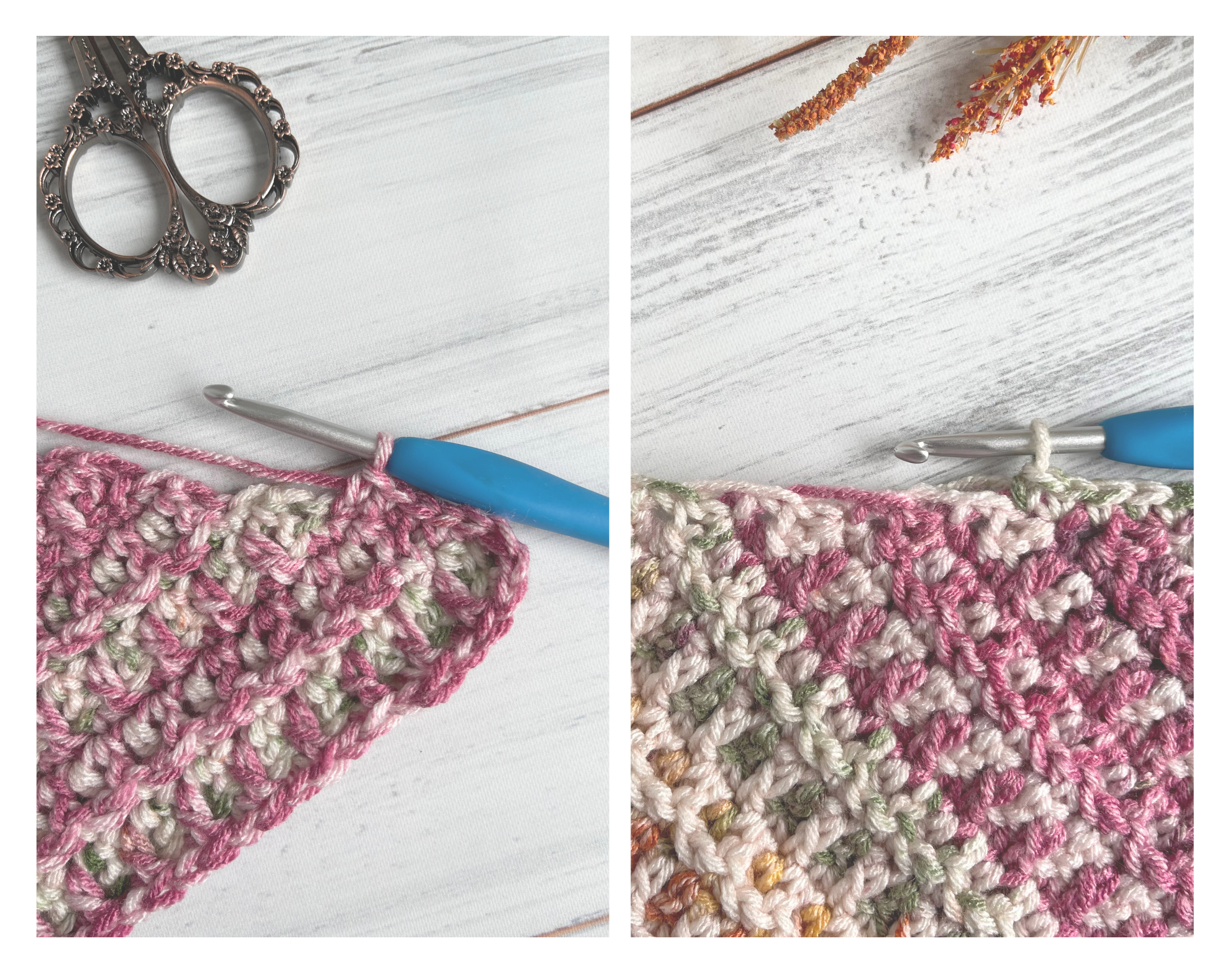 crochet sc stitches along top edge of Mountain Trail Scarf