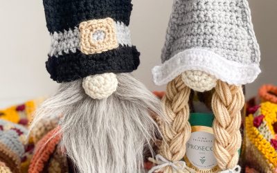 Crochet Thanksgiving Pilgrim Gnome Bottle Toppers