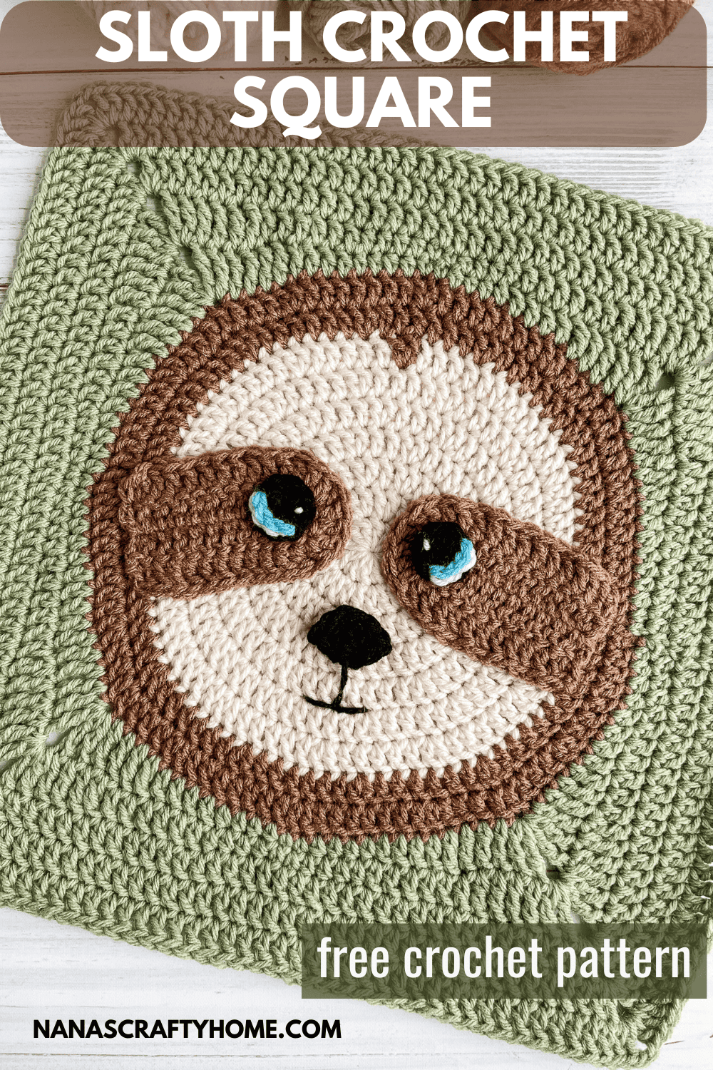 Crochet Sloth Square free pattern 