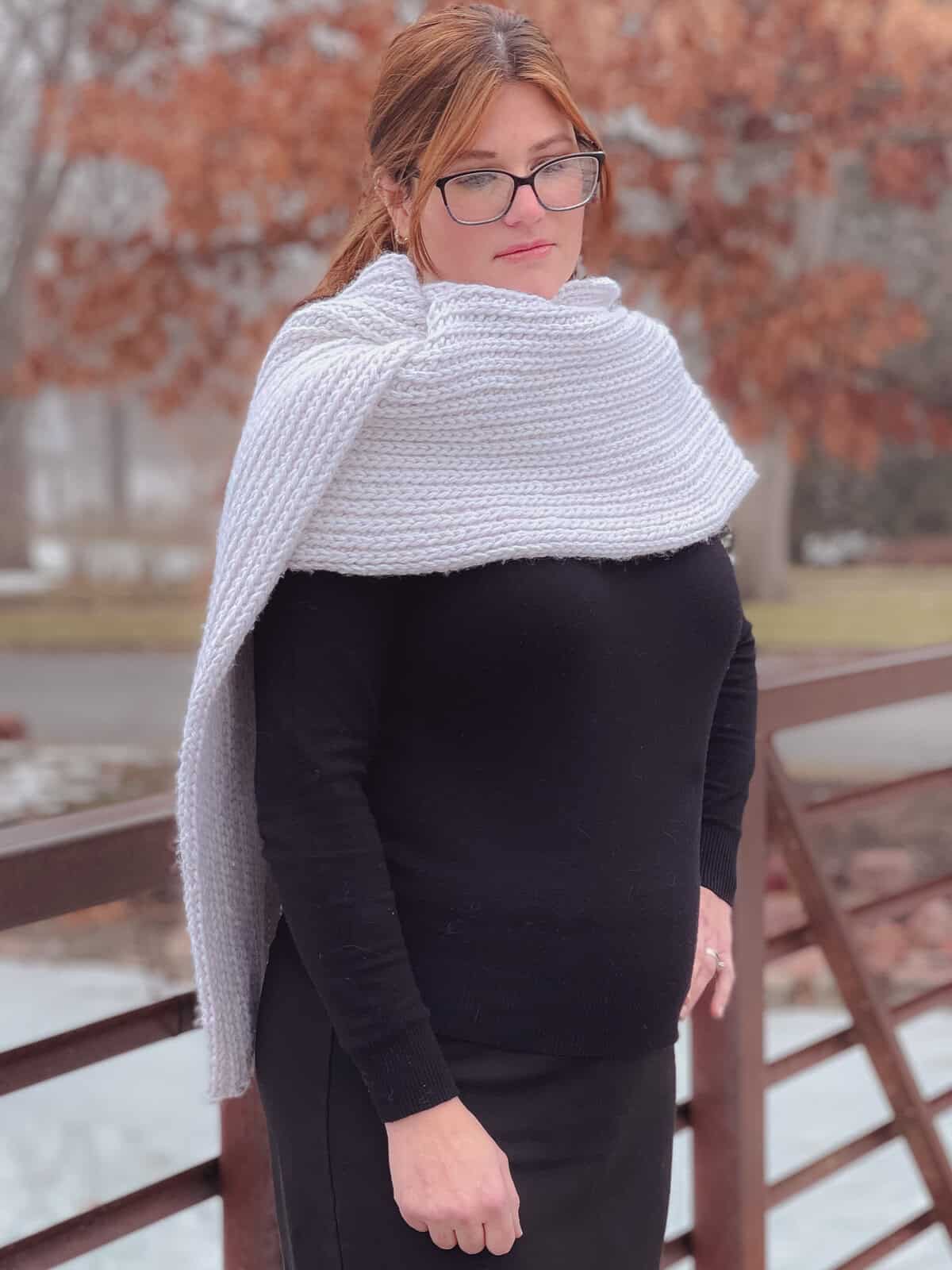 Crochet bulky scarf with arm holes free crochet pattern