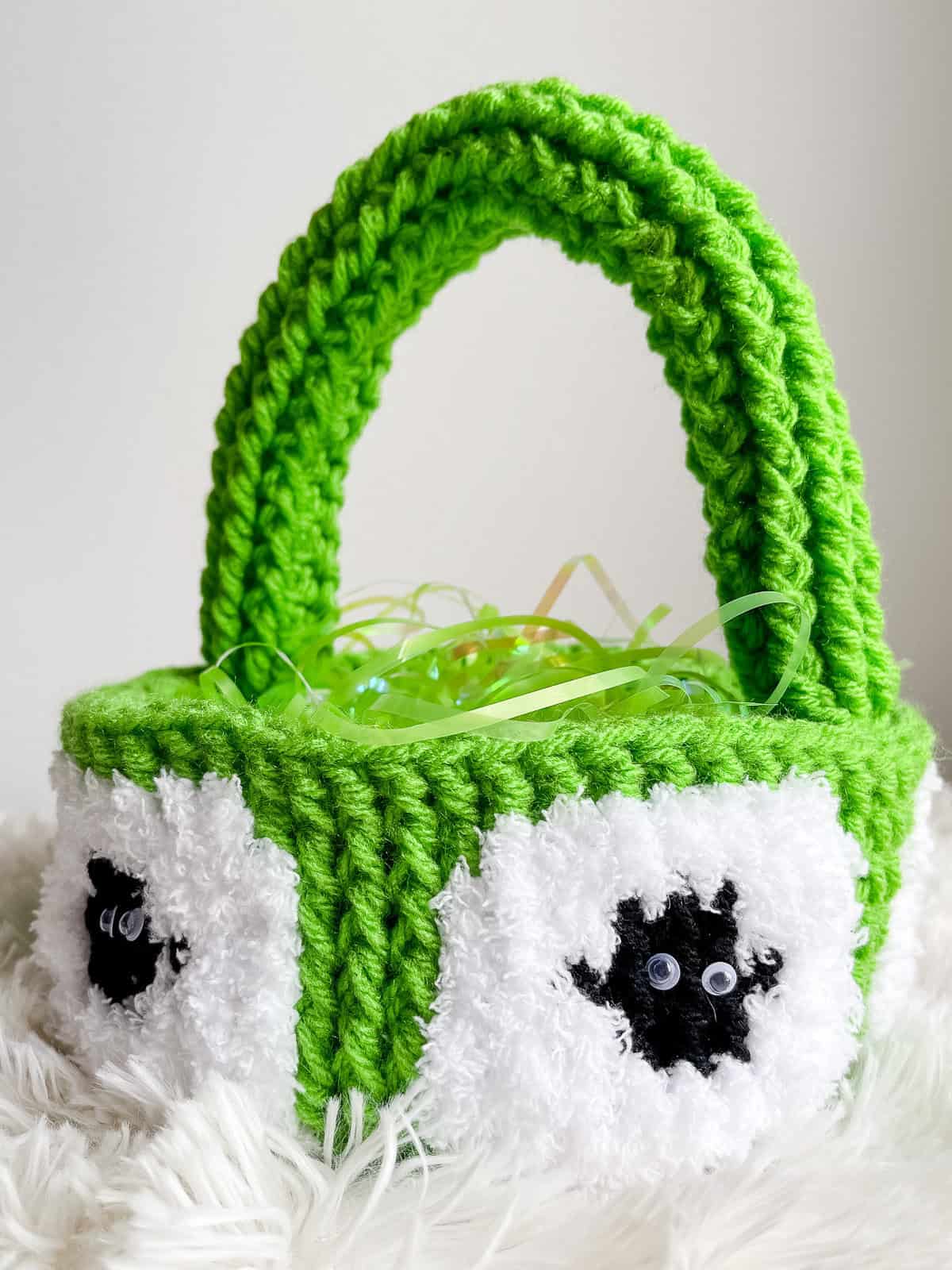 Counting Sheep Easter crochet basket