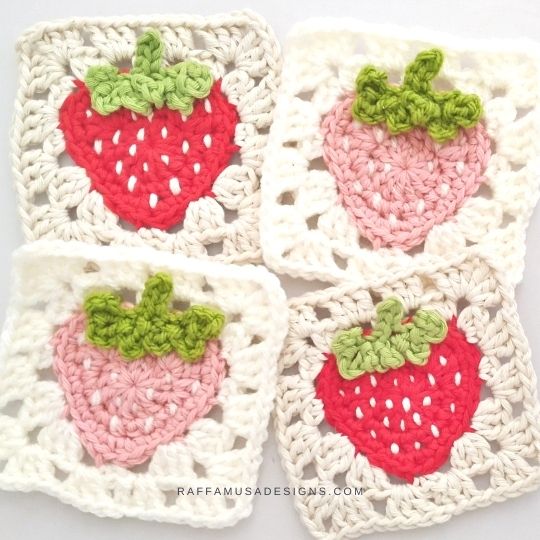 Strawberry Granny Square by Raffamusa Designs