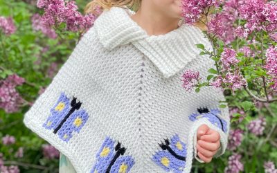 Crochet Childs Poncho with Butterflies Free Pattern!