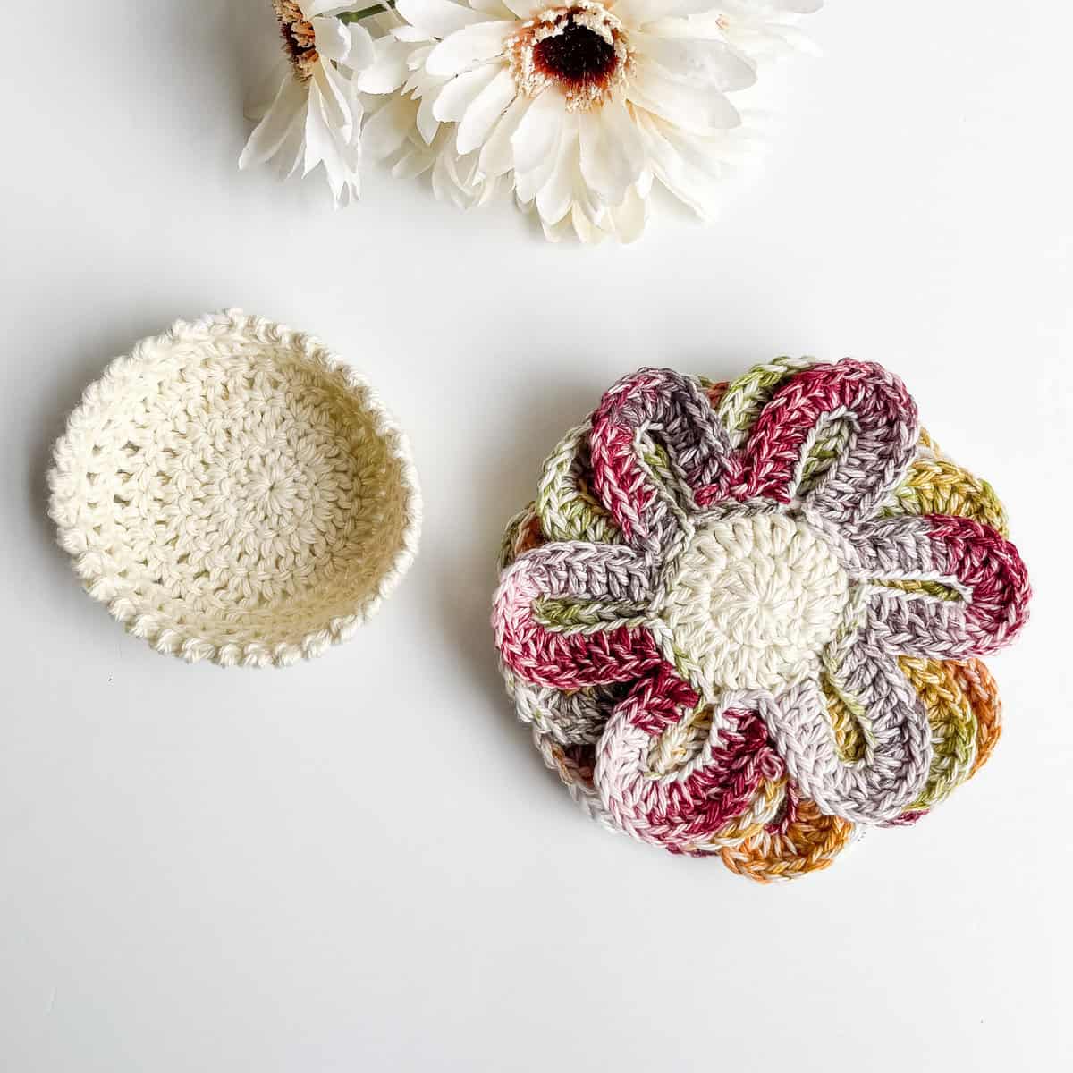 crochet flower coaster set