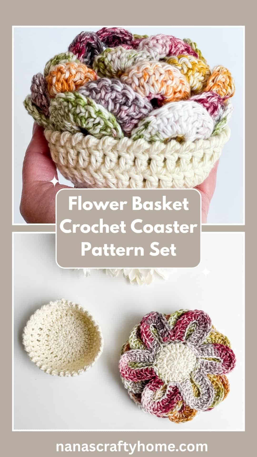 crochet flower coaster set
