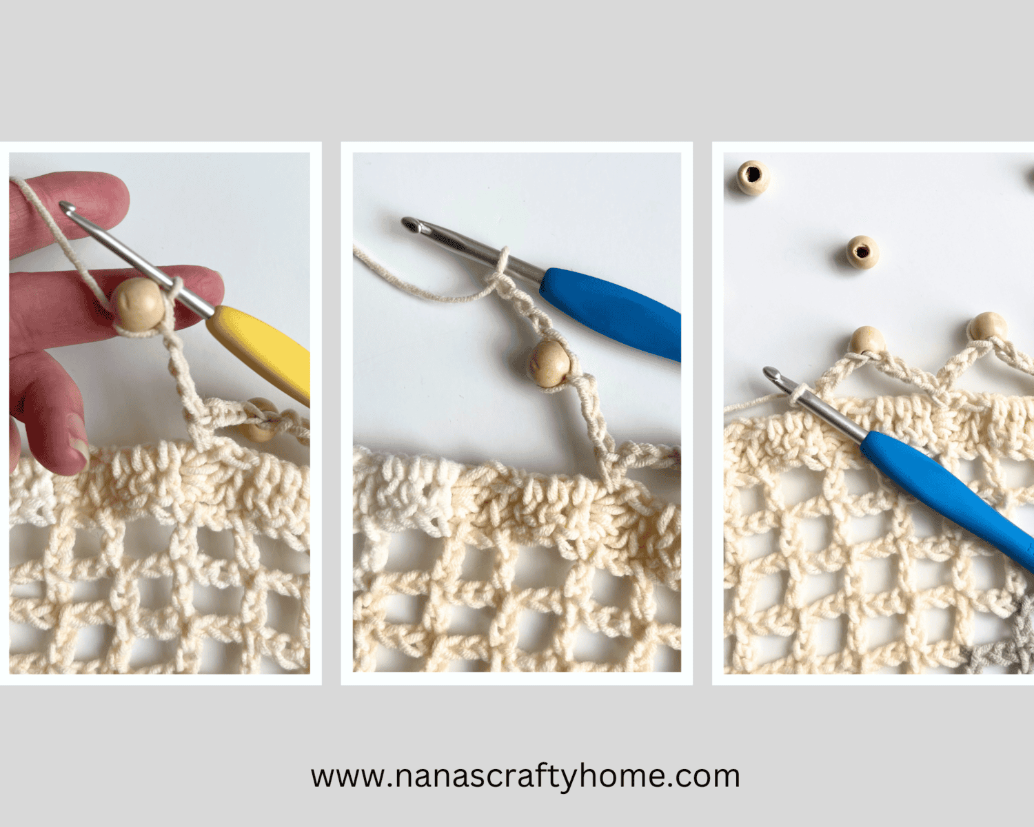 Add bead fringe to edge of poncho