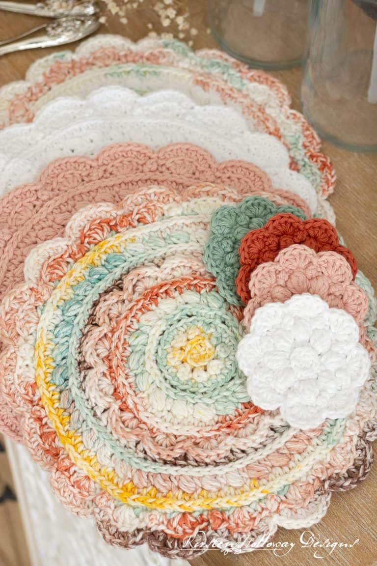 Sea Blossoms spa crochet set by Kirsten Holloway Designs