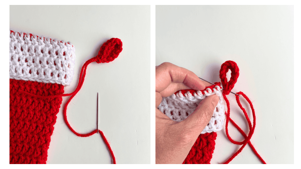 Christmas Stocking hanging tab process