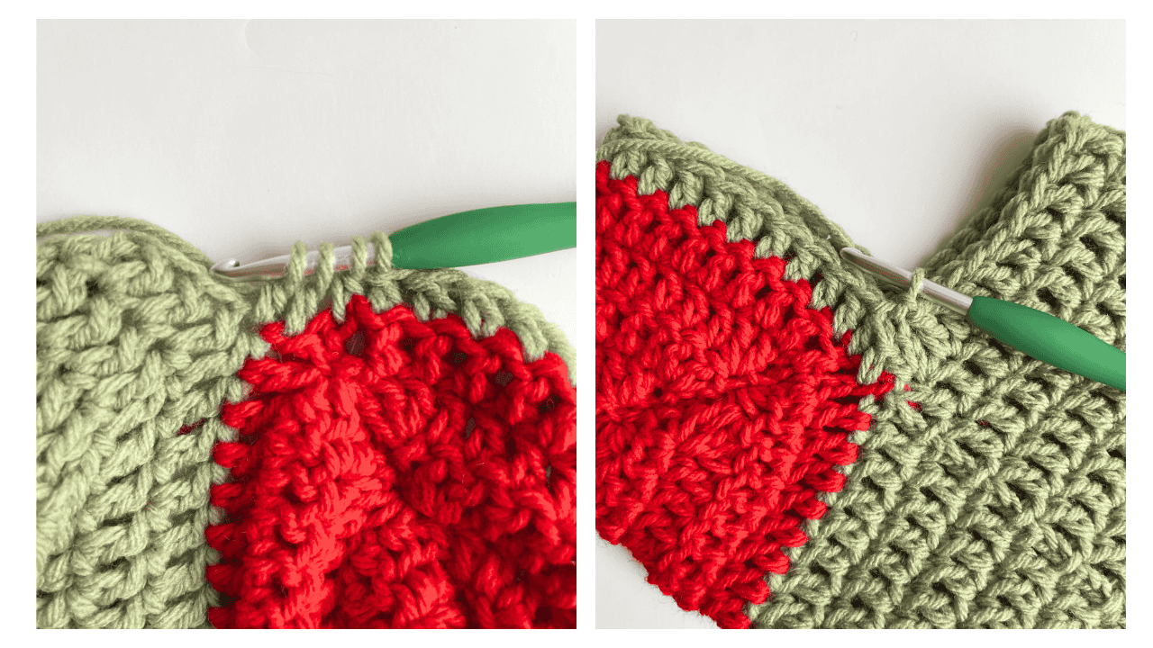 Christmas stocking gusset portion of ankle and heel process 2