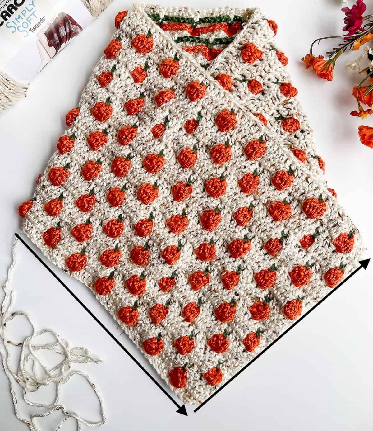 folding and seaming Pumpkin Patch Cowl