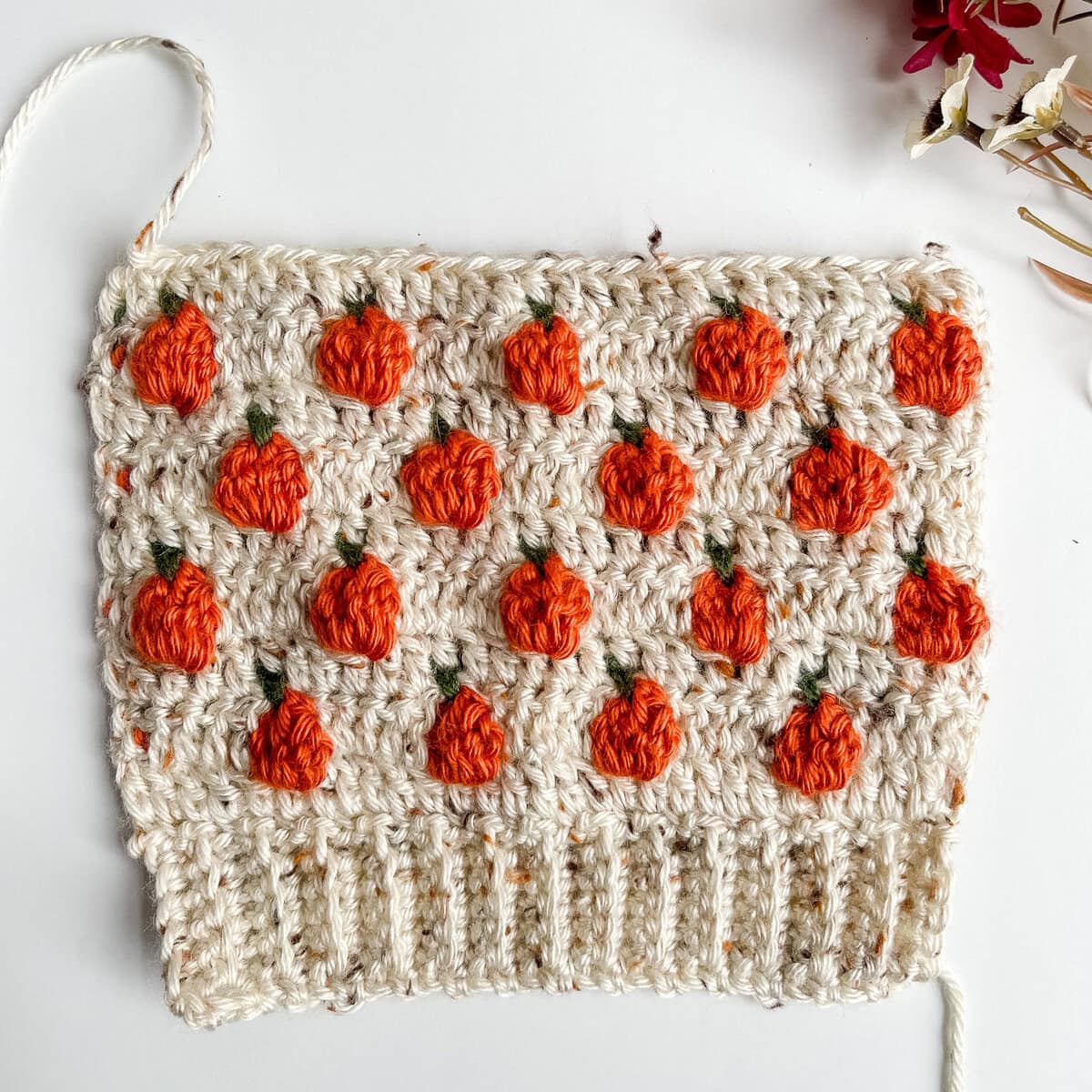 crochet fingerless gloves before folding and seaming