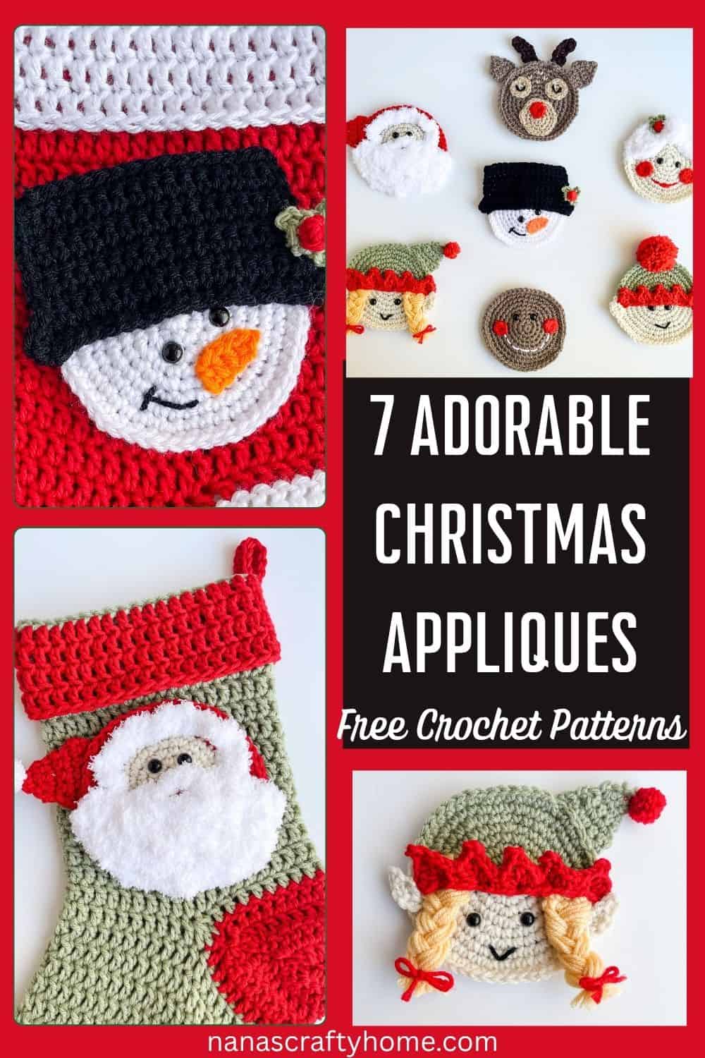 Crochet Christmas Applique set of free