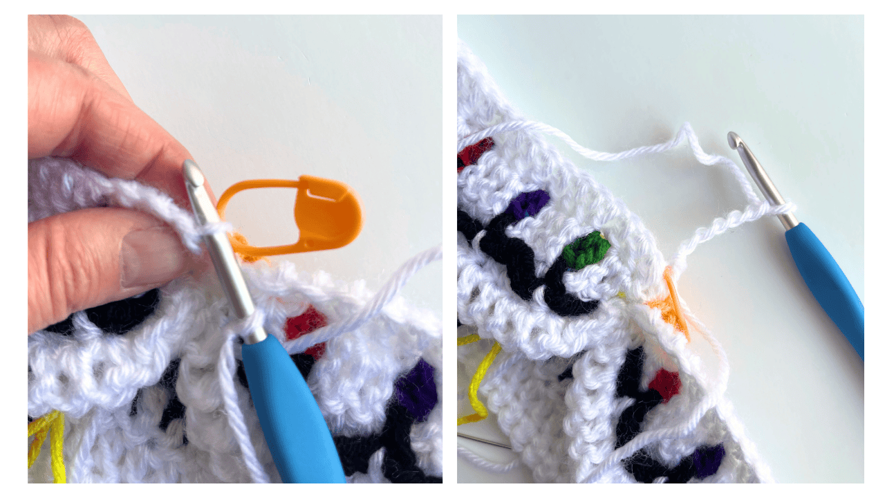 Christmas Lights crochet head band add ribbing process