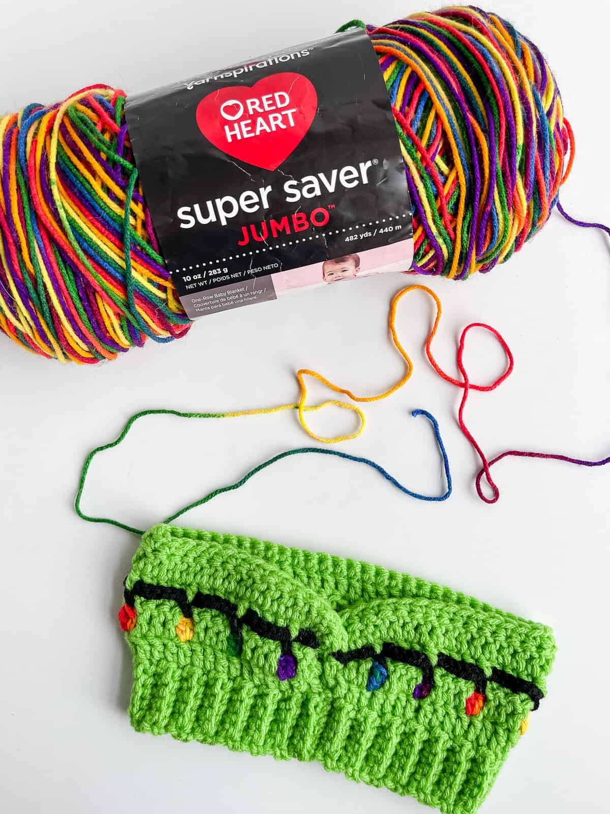 Christmas Lights crochet head band yarn supplies