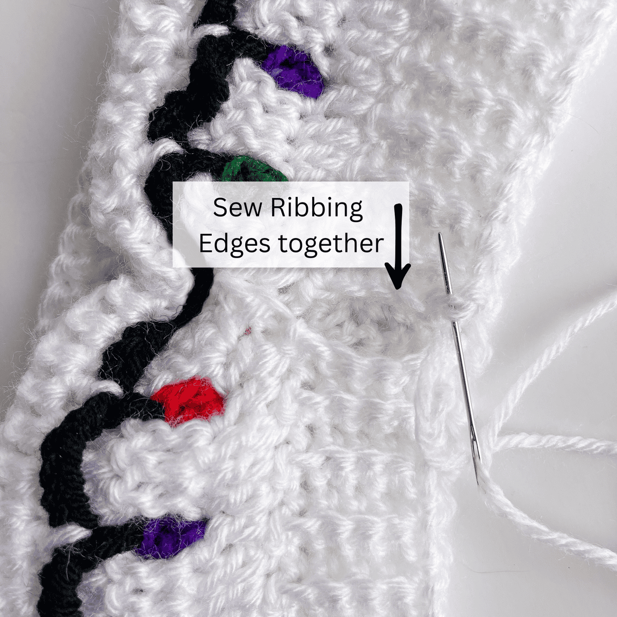 Christmas Lights headband sewing ribbing process