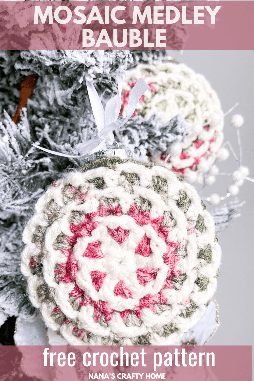 Mosaic Medley Bauble Ornament free crochet pattern