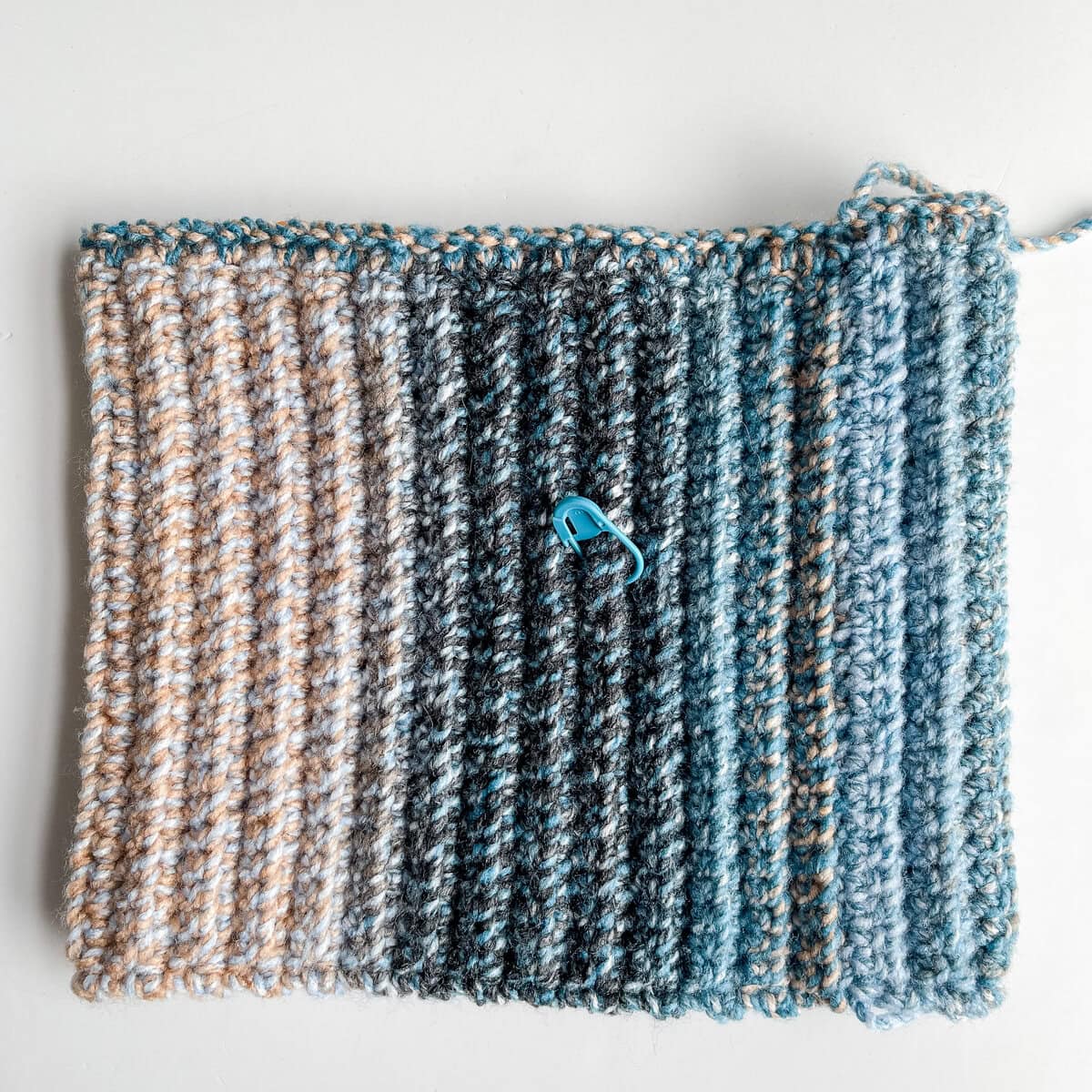 crochet ribbed cowl seaming marking right side