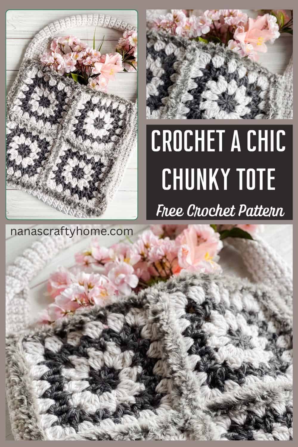 Crochet Bulky Granny Square Bag free crochet pattern