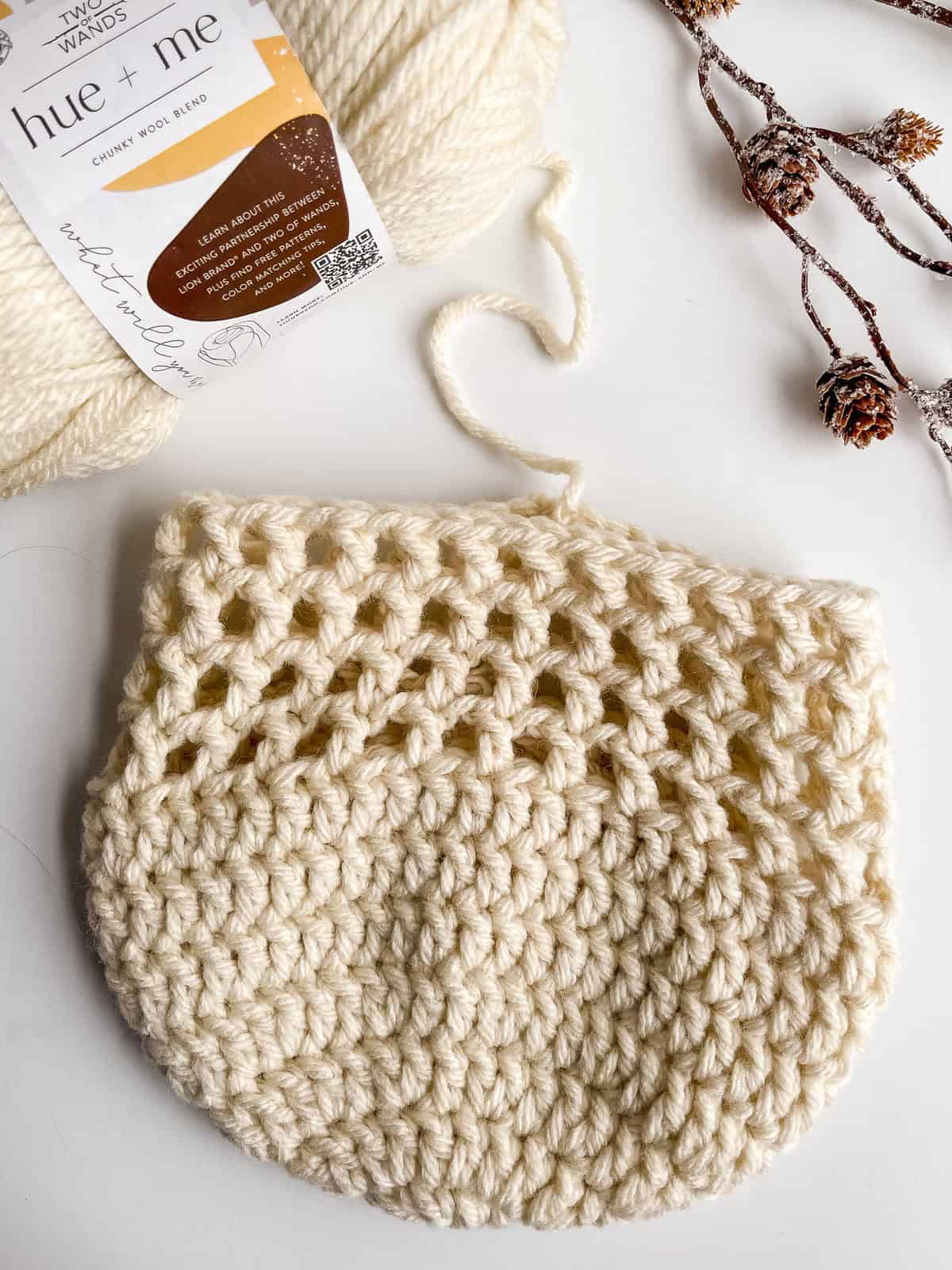 Crochet Sherpa Beanie mesh process
