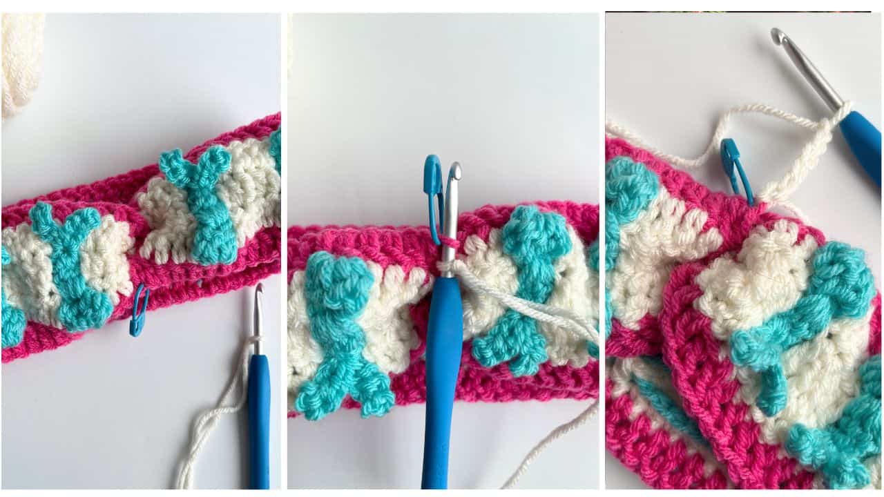 crochet bunny hop headband adding ribbing process