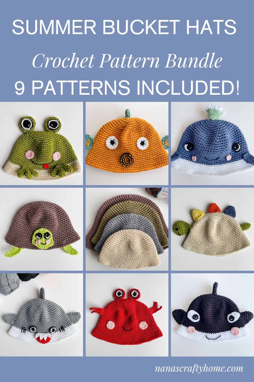 Summer Bucket Crochet Hat pattern bundle