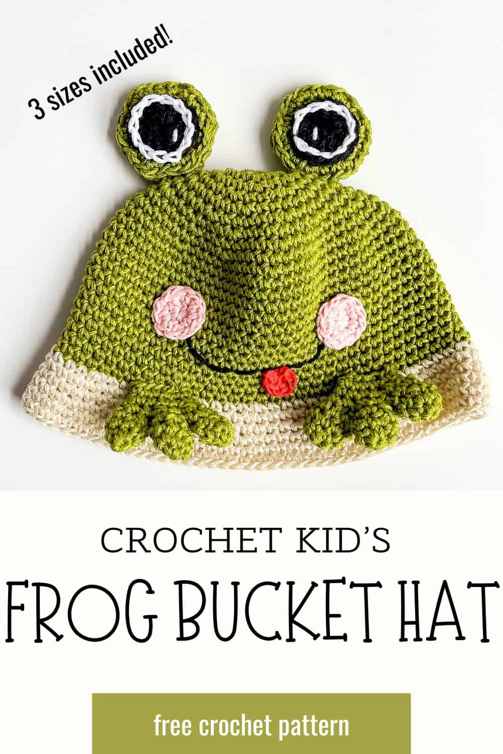 Crochet Kid's Frog Bucket Hat pattern
