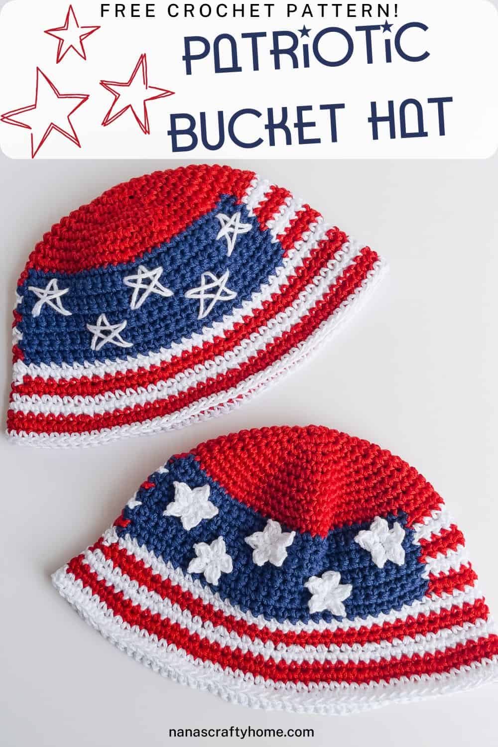 Patriotic American Flag Crochet Bucket Hats