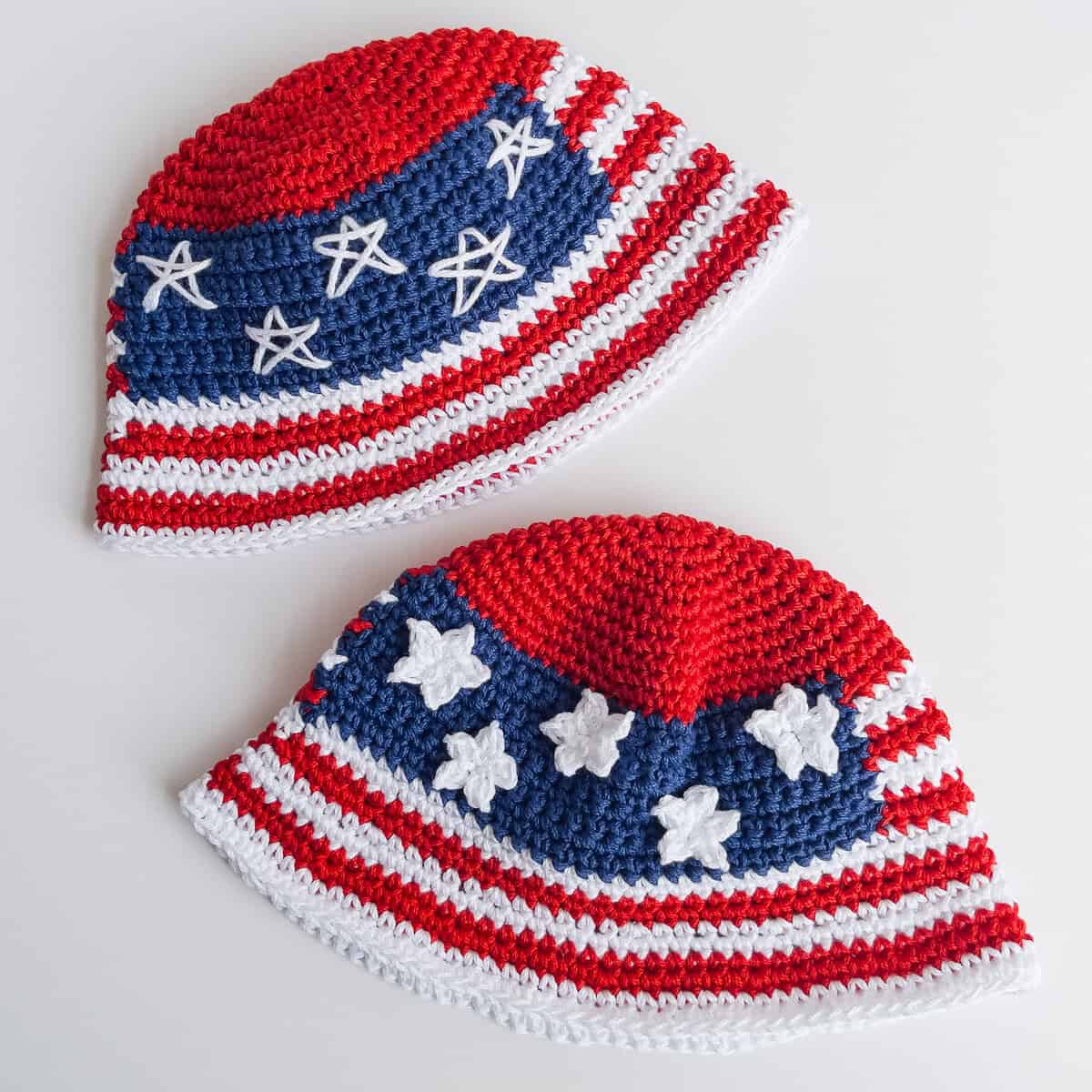 Patriotic American Flag Crochet Bucket Hats