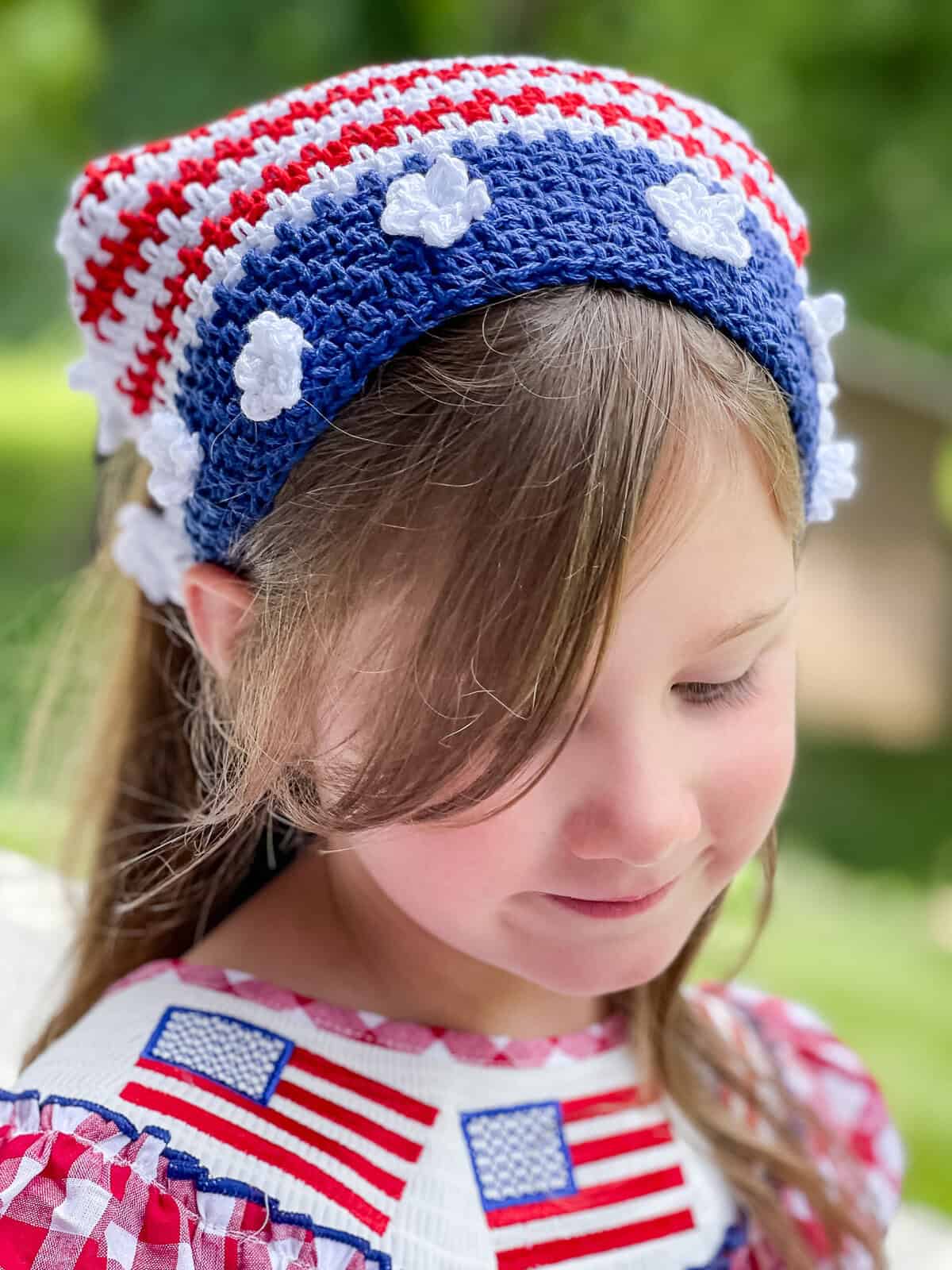 Crochet Head Scarf Patriotic Bandana pattern